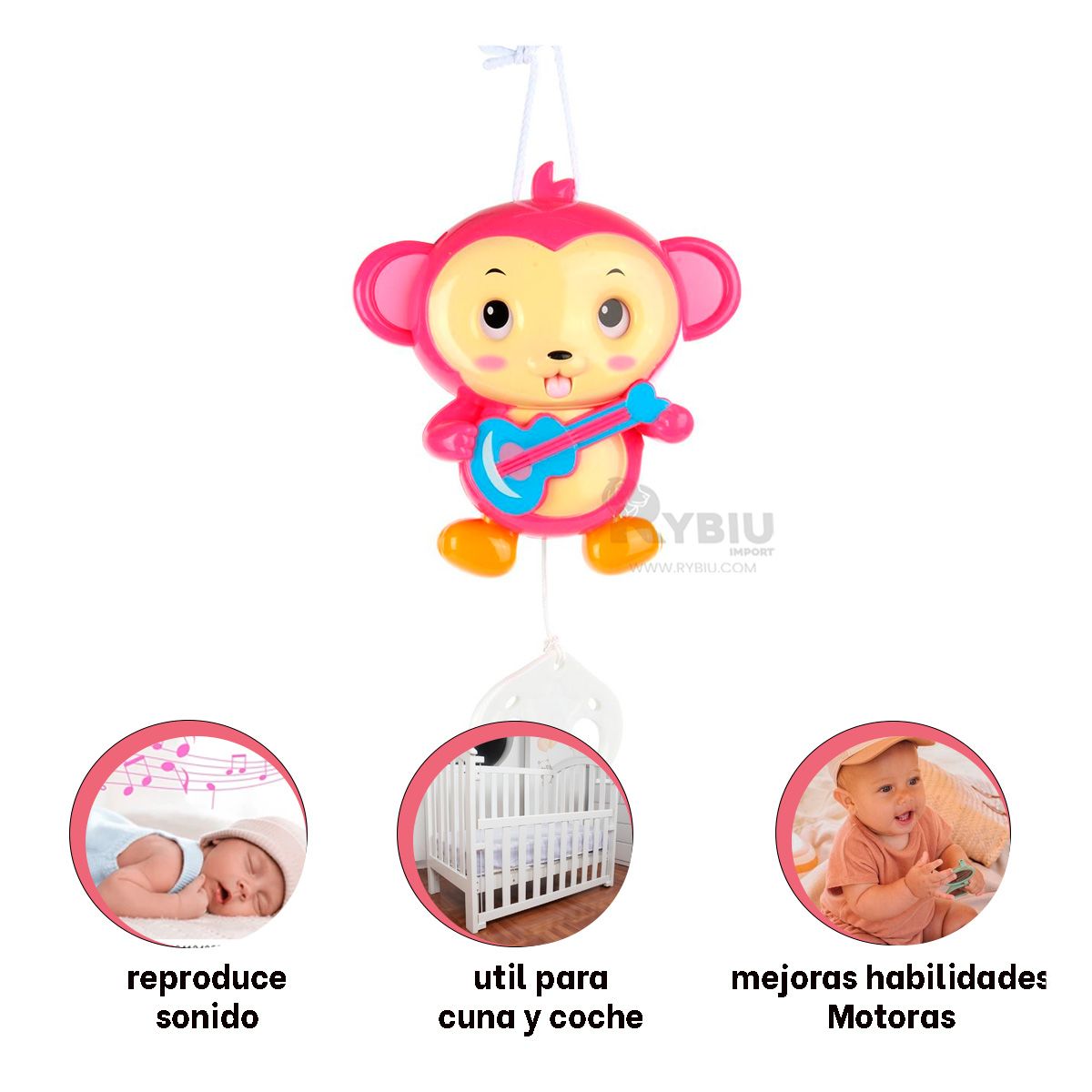 RYBIU IMPORT - Sonajero Compacto de Cuna en Rosado Y+Regalo Agendita