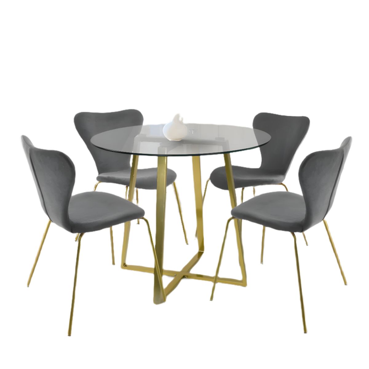 HOGAR & SPACIOS - HYS COMEDOR 4 SILLAS LARA GRIS OSCURO