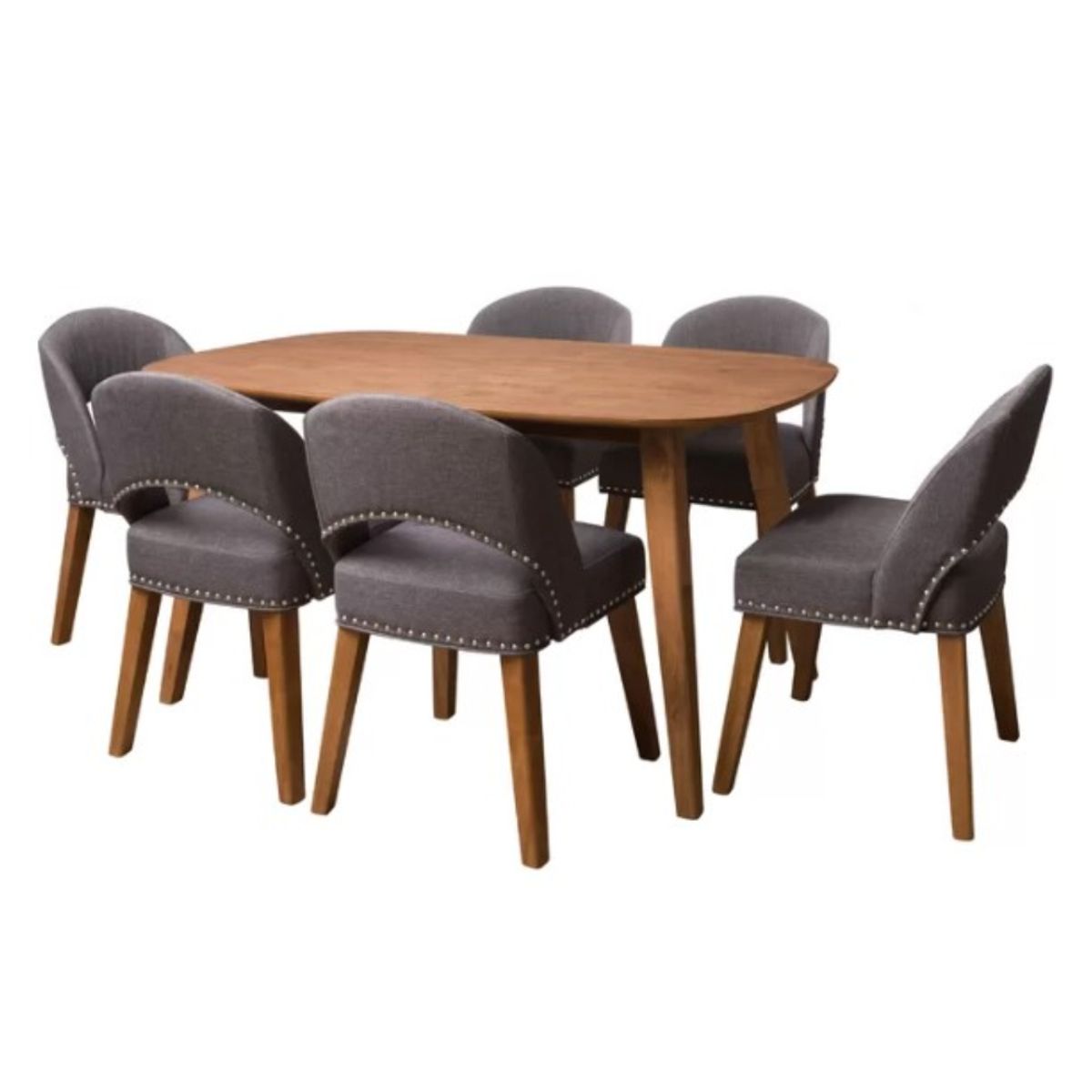 HOGAR & SPACIOS - HYS COMEDOR 4 SILLAS SAITH GRIS OSCURO