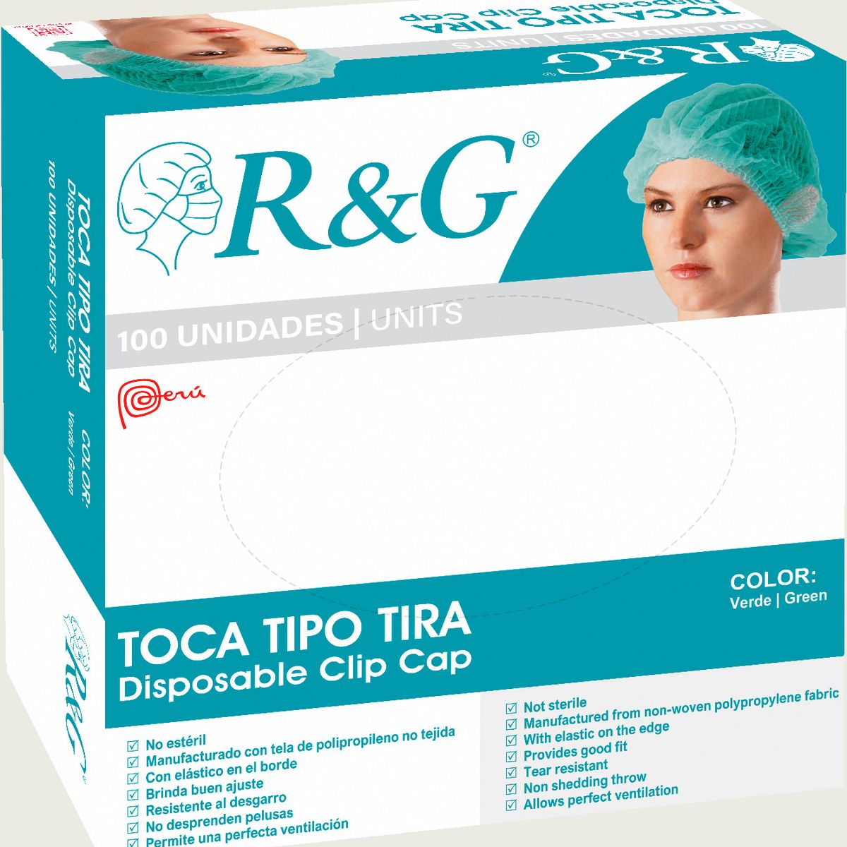 R&G - Toca Verde - Cubrecabeza R&G Caja x 100 und