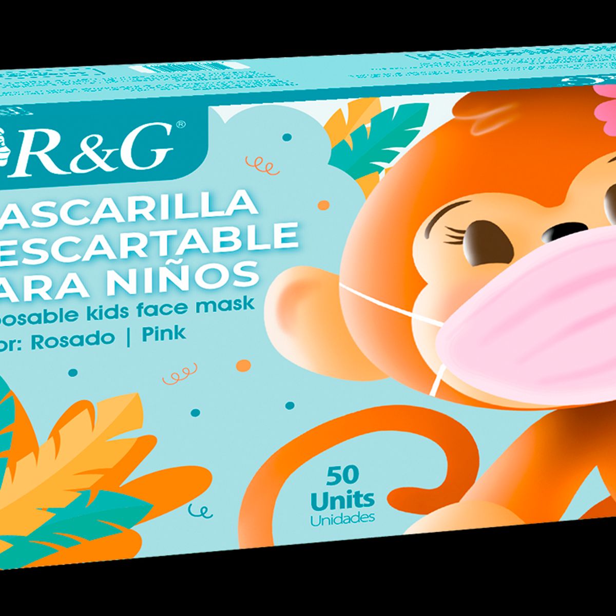 R&G - Mascarilla Descartable Rosada para niños Caja x 50 und - R&G