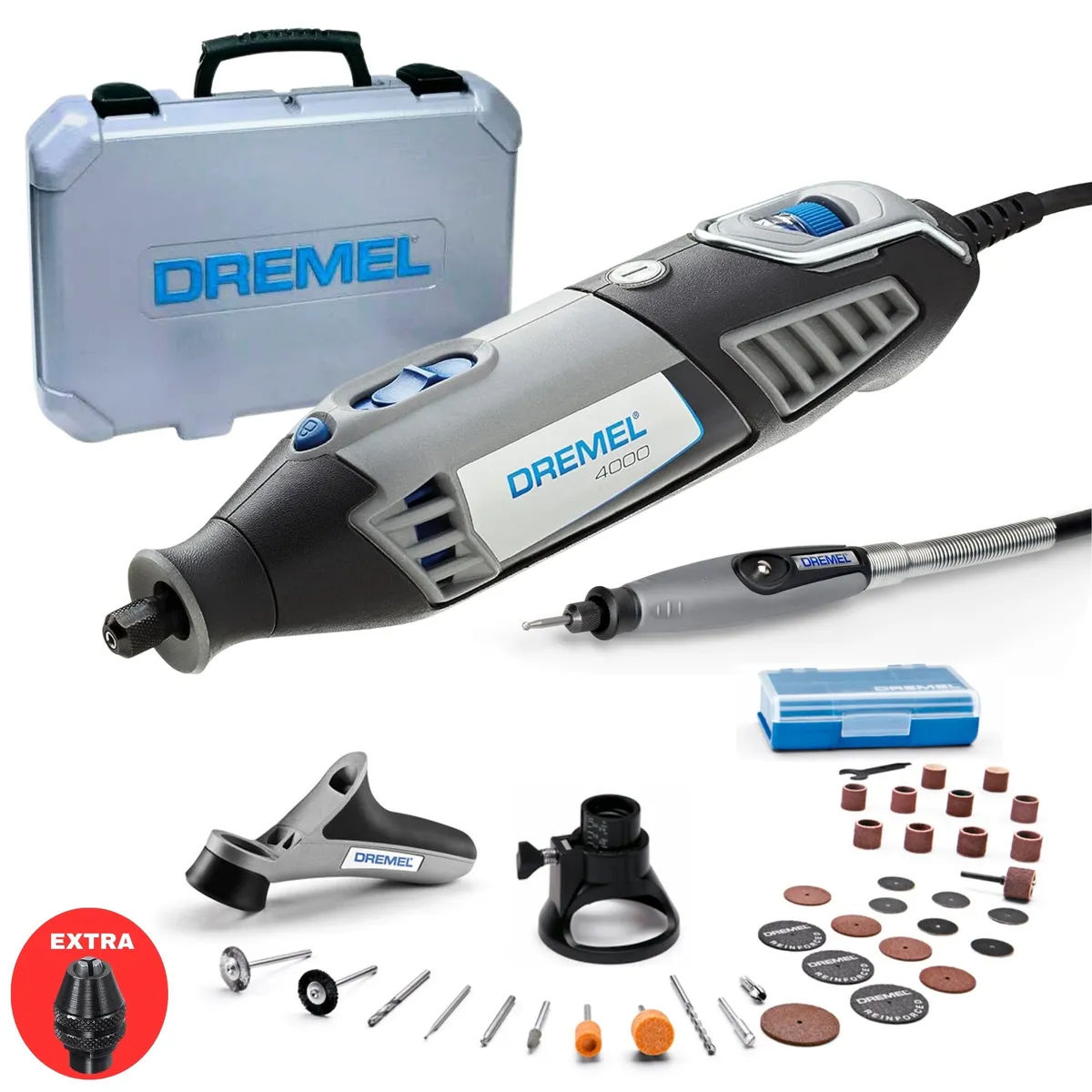 DREMEL - Minitorno Multipropósito DREMEL 4000 +37 accesorios +3 acoples+Maletín