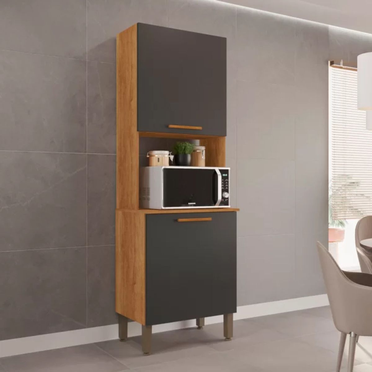 TU MESITA - Mueble para Microondas Ares color HayaNegro 2 puertas TU MESITA