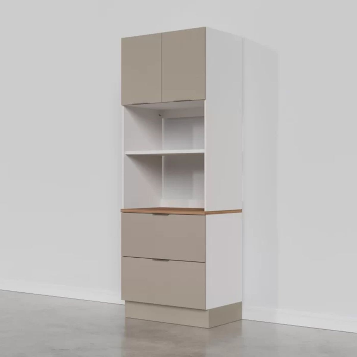 TU MESITA - Mueble para Microondas Milton color BlancoGris 2 puertas 2 cajones