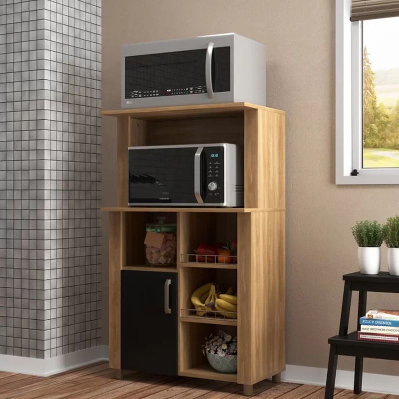 TU MESITA - Mueble para Microondas Multiusos Jerijó 1 puerta Color DunaNegro