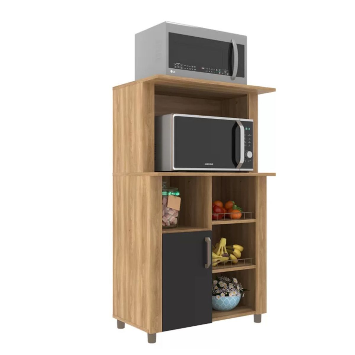 TU MESITA - Mueble para Microondas Multiusos Jerijó 1 puerta Color DunaNegro