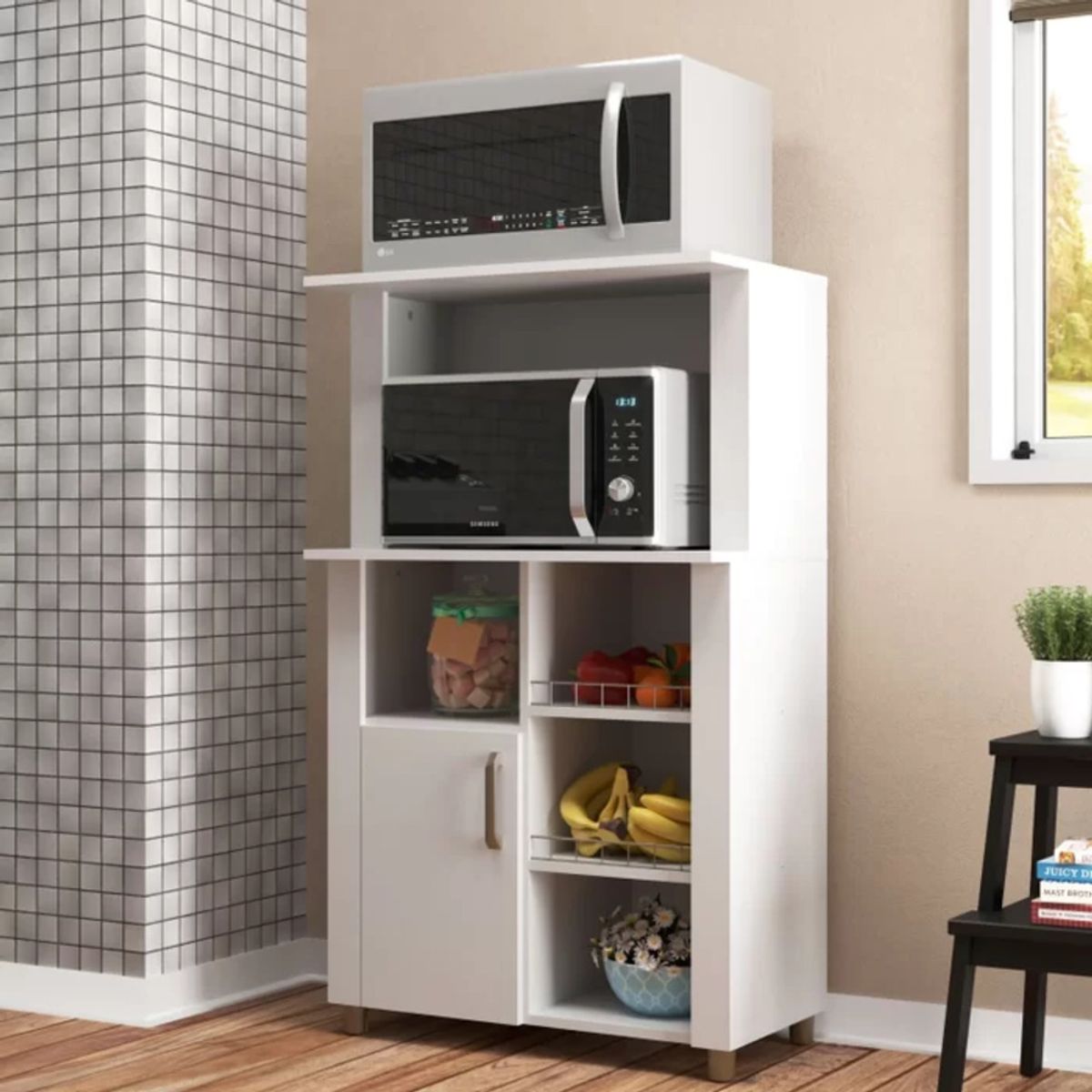 TU MESITA - Mueble para Microondas Multiusos Jerijó 1 puerta Color Blanco