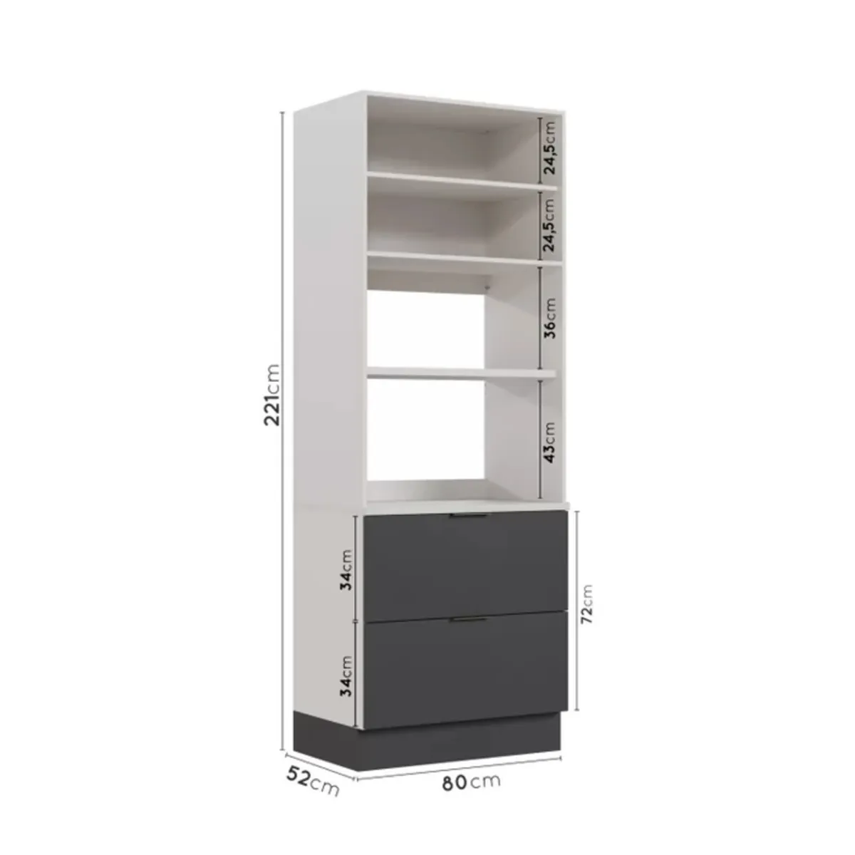TU MESITA - Mueble para Microondas Milton color BlancoNegro 2 puertas 2 cajones
