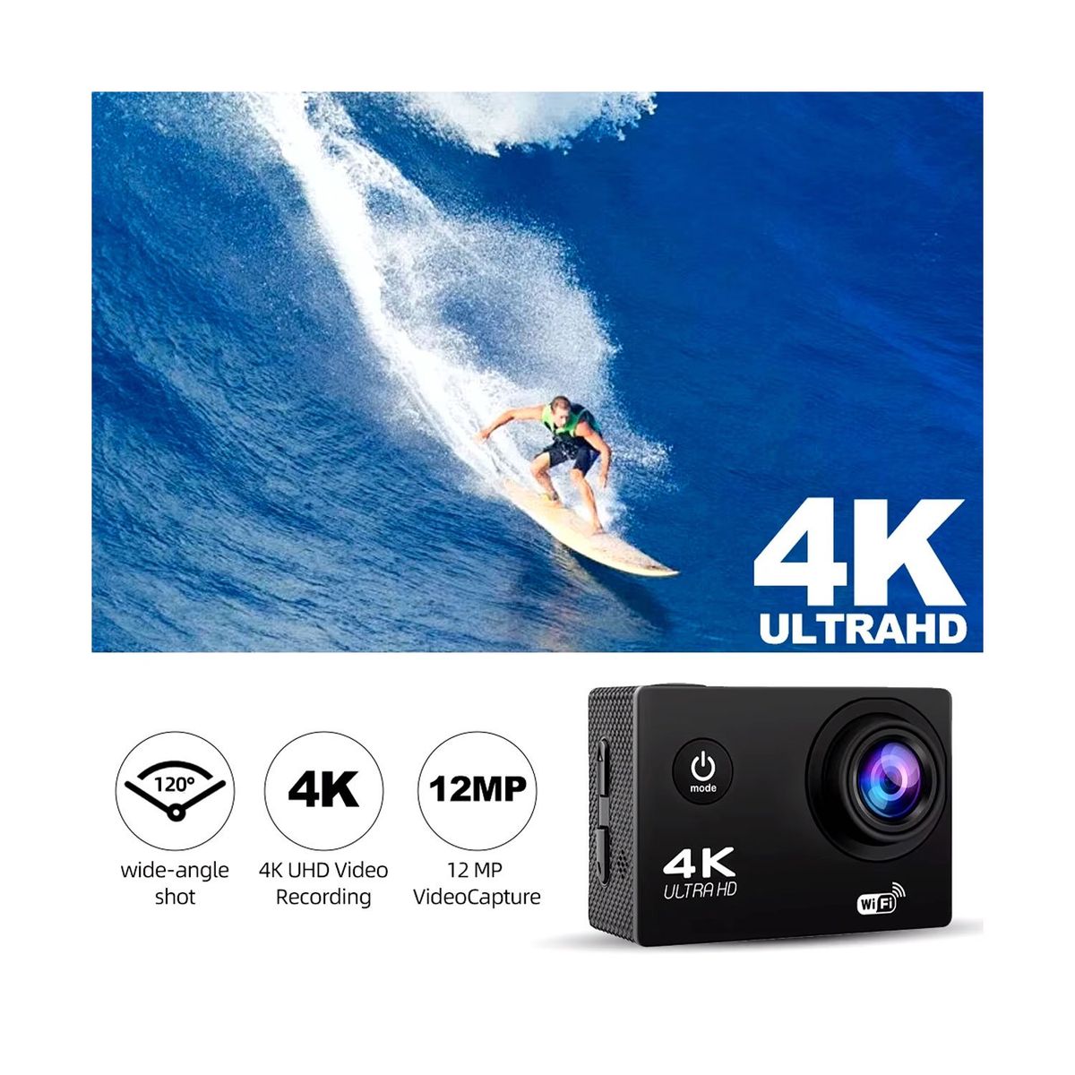 OEM - Cámara Deportiva Acuática Baihuo MY-7142 Tipo GoPro 4K Ultra HD