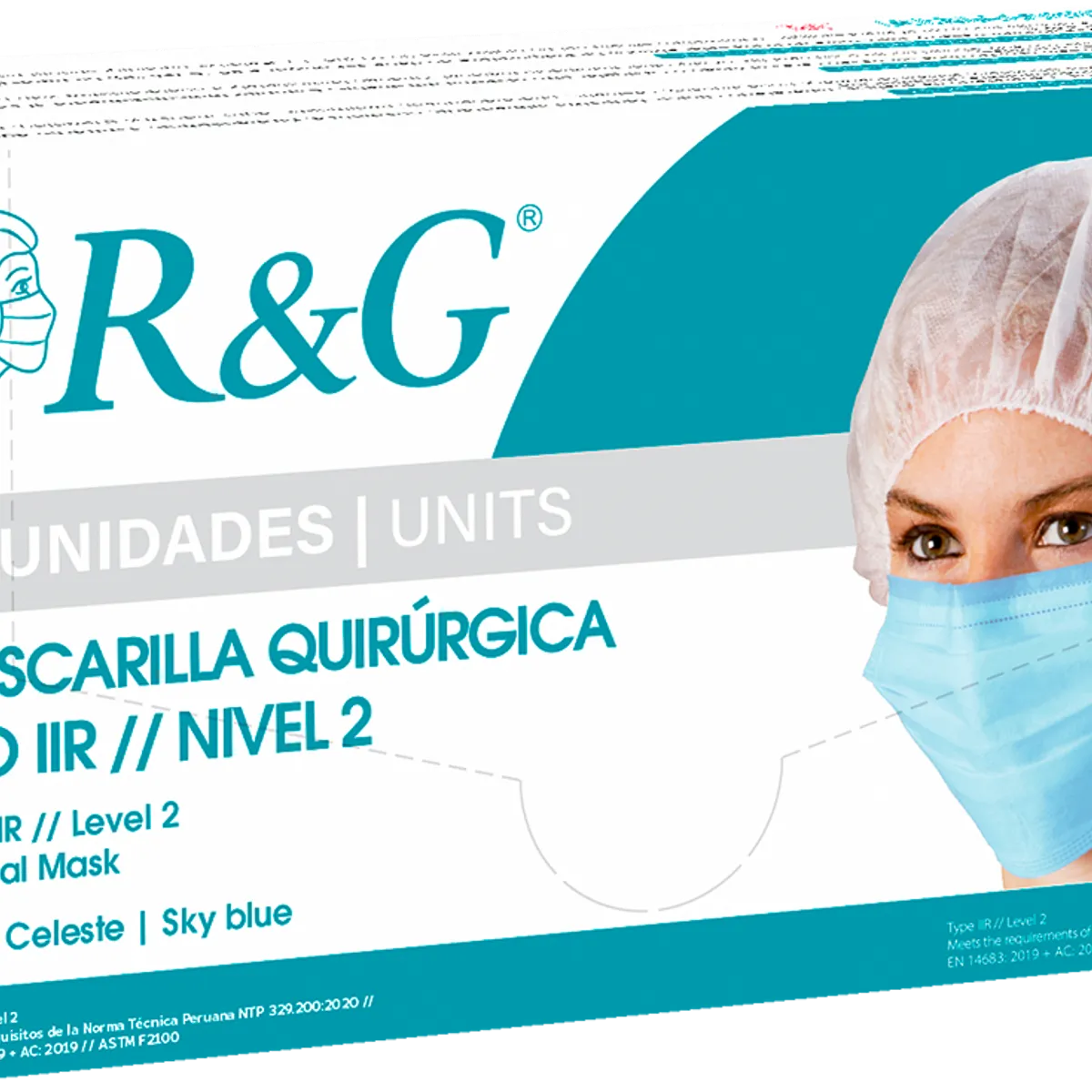 R&G - Mascarilla Quirurgica Descartable Celeste R&G Caja x 50 und
