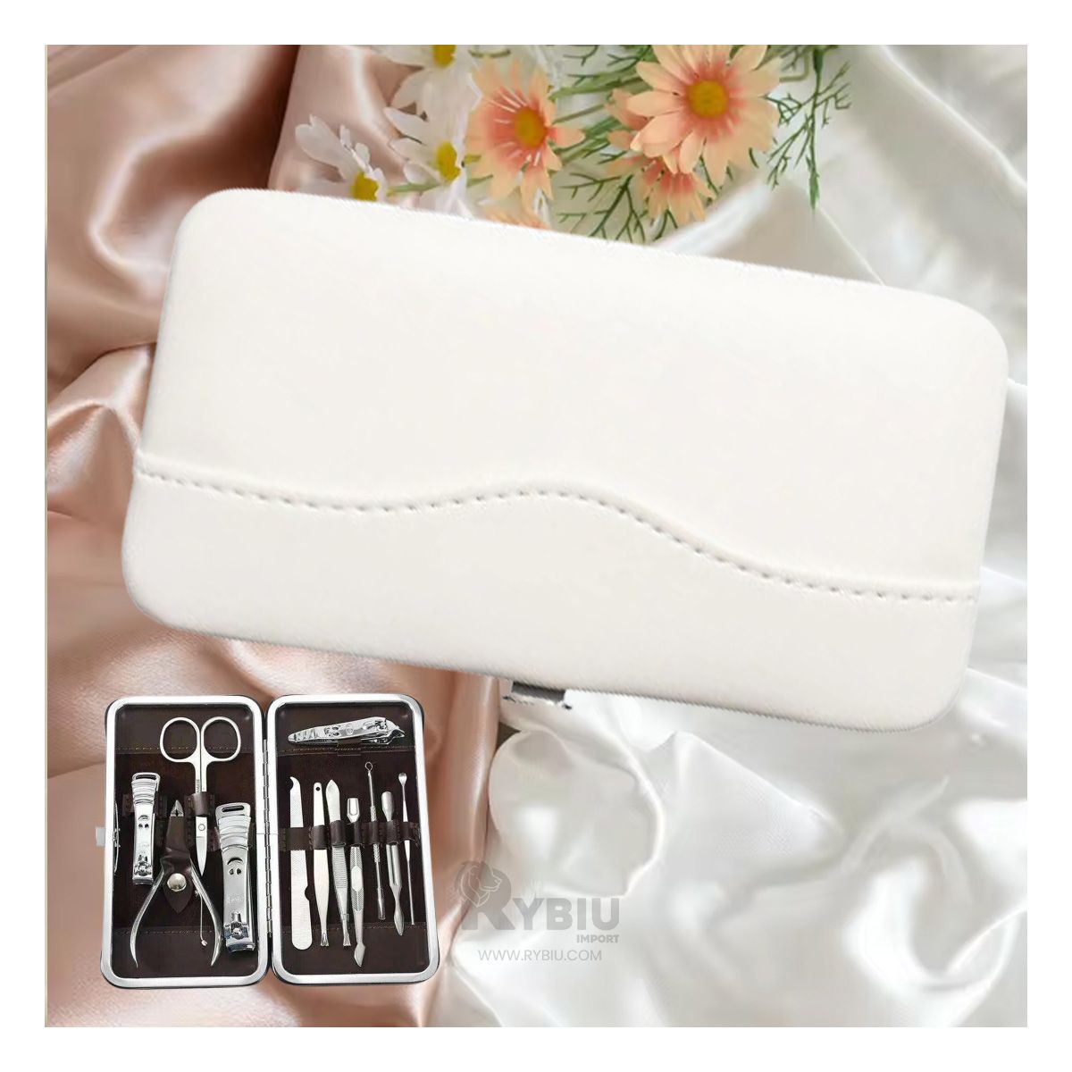 RYBIU IMPORT - Set de Manicure y Pedicure de 12 Piezas Tono Blanco