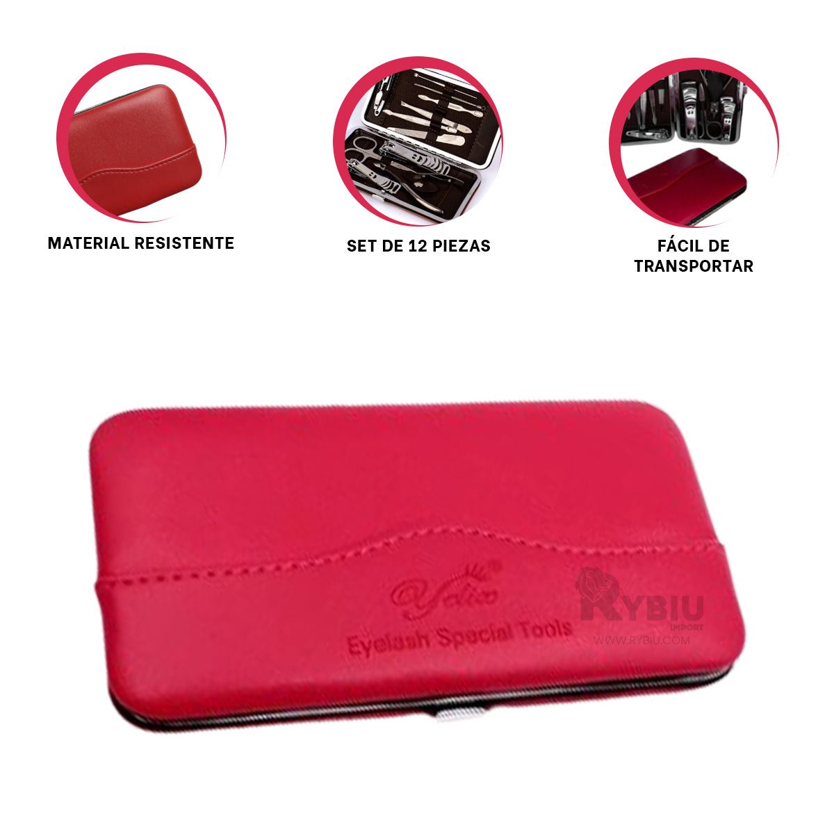 GENERICO - Set de 12 Piezas para Manicure Rojo Y+Regalo Agendita
