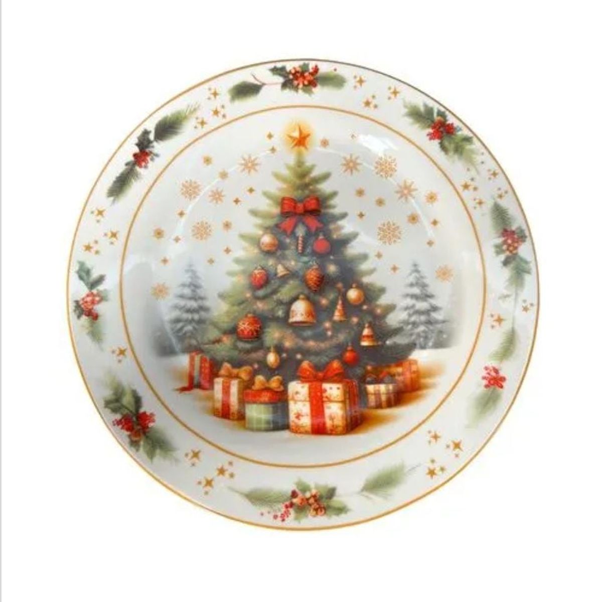 ICHIMATSU - Plato Tendido 10 Dec. Árbol con Regalos Navidad.