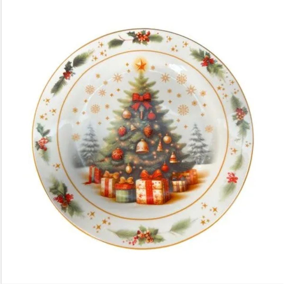 ICHIMATSU - Plato Tendido 10 Dec. Árbol con Regalos Navidad.