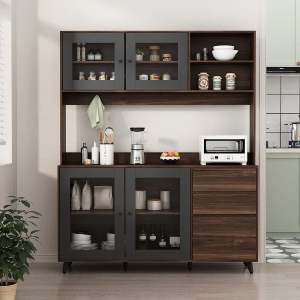 TU MESITA - Mueble Moderno de Cocina Maverick color NegroMarrón TU MESITA