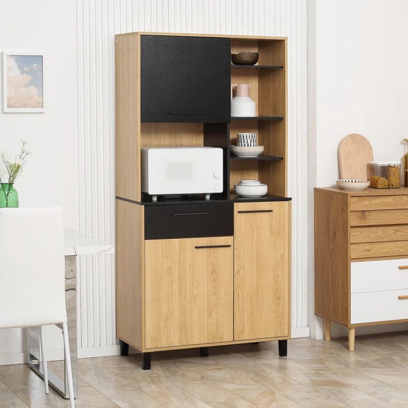 TU MESITA - Mueble de Microondas Moderno HayaNegro 3 puertas 1 cajón TU MESITA