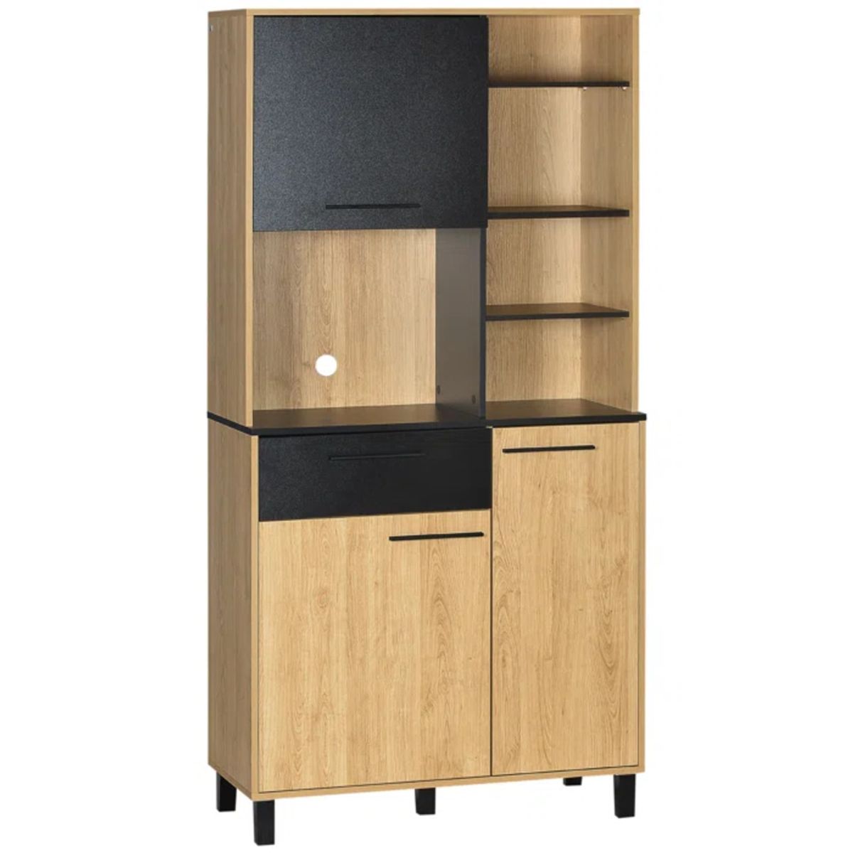 TU MESITA - Mueble de Microondas Moderno HayaNegro 3 puertas 1 cajón TU MESITA