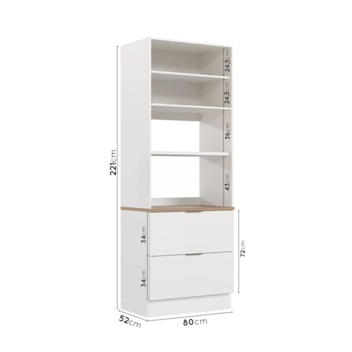 TU MESITA - Mueble para Microondas Milton color Blanco 2 puertas 2 cajones