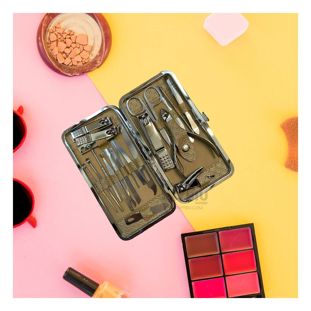 RYBIU IMPORT - Pack Util para Unas Color Dorado Y+Regalo Ligas para Peinar