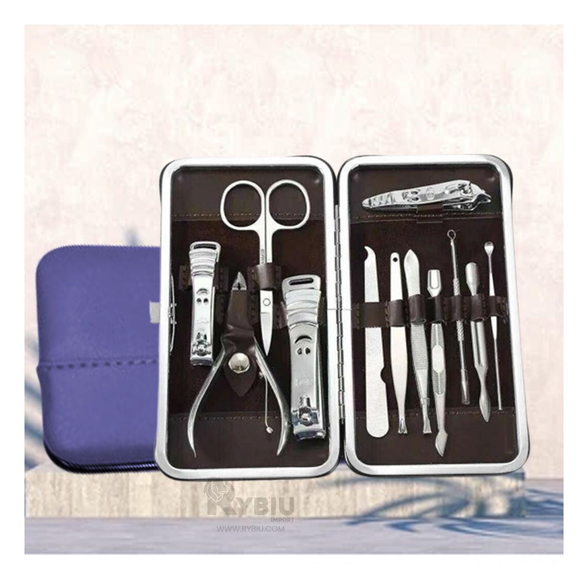 RYBIU IMPORT - Paquete Multipiezas de Manicure Azul Y+Regalo Stickers