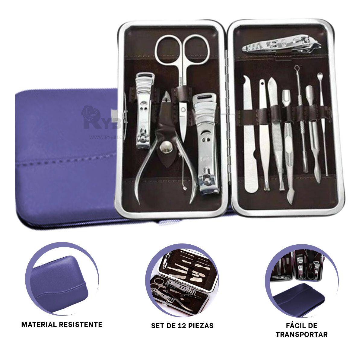 RYBIU IMPORT - Pack para Manicure de Color Azul Y+Post-it Adhesivos