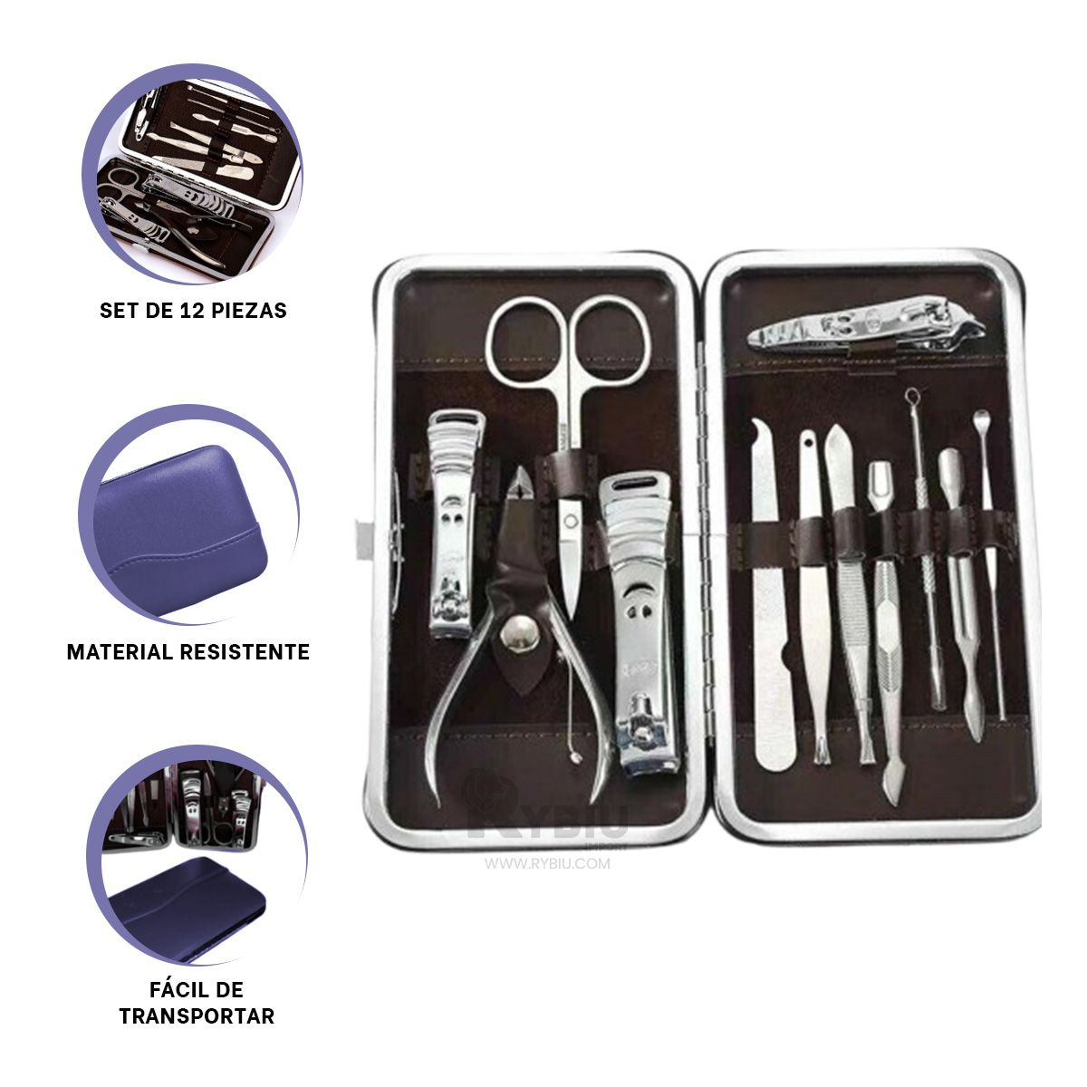 RYBIU IMPORT - Pack por Piezas para Unas Tono Azul Y+Banderitas Adhesivas