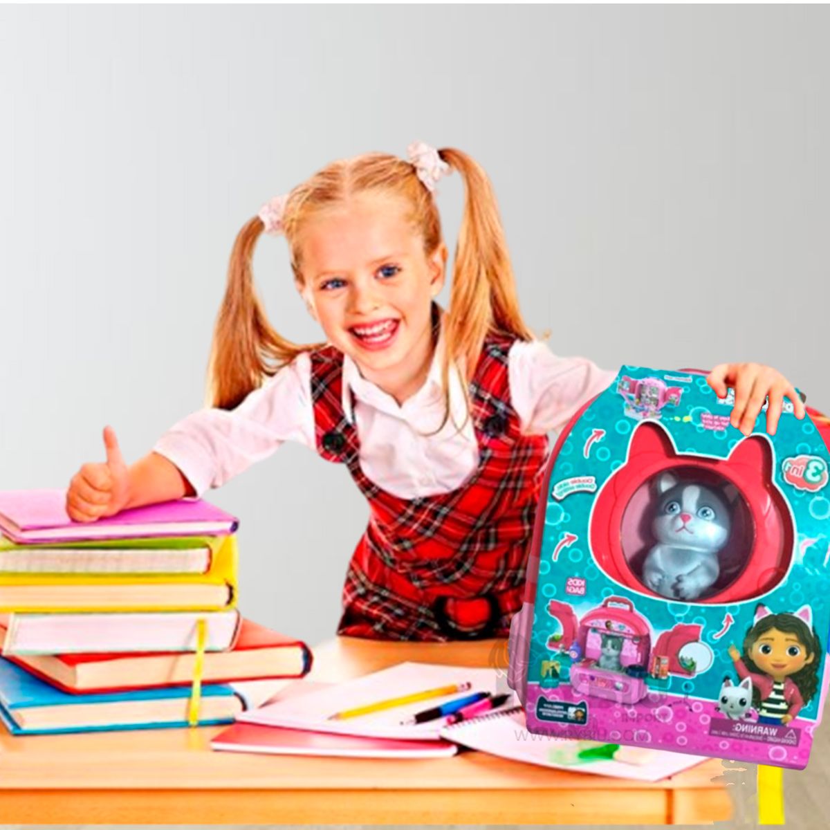 GENERICO - Set Portable y con Mascota en Color Rosado Y+Gift Stickers