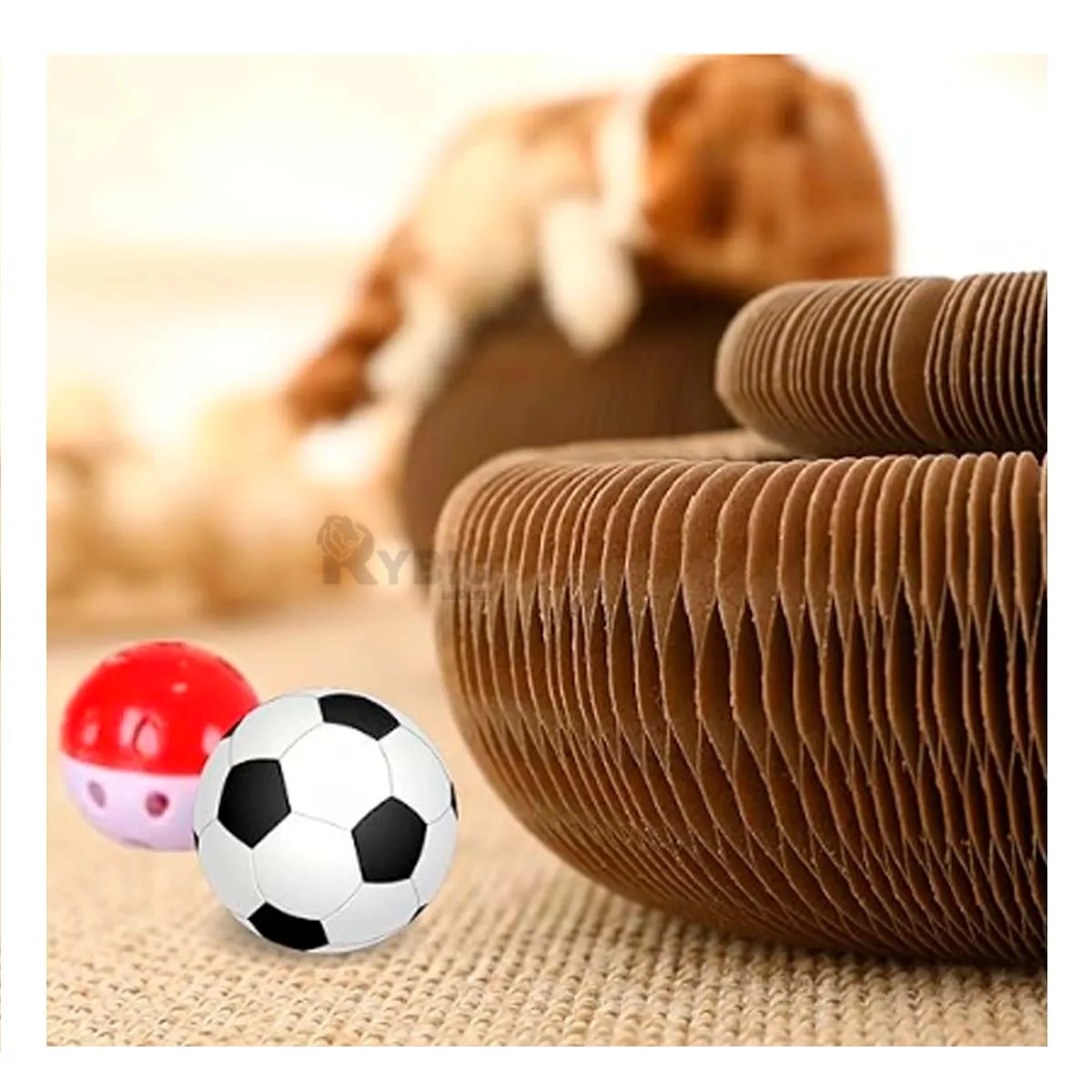 RYBIU IMPORT - Rascador de Gato con Pelota y Catnip de Un Piso Marron