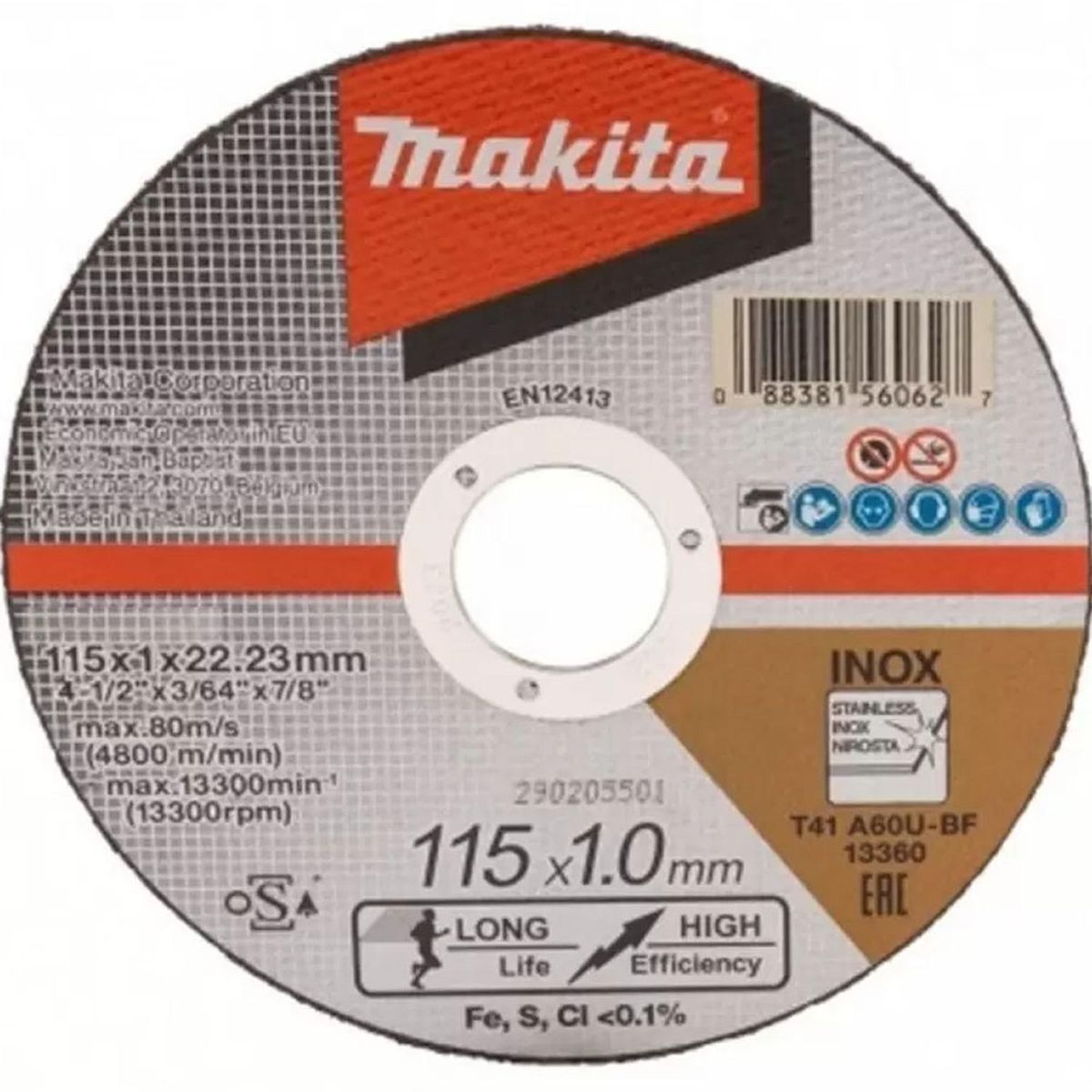 MAKITA - Disco abrasivo corte inoxidable 115 x 1.0mm (WA46R)