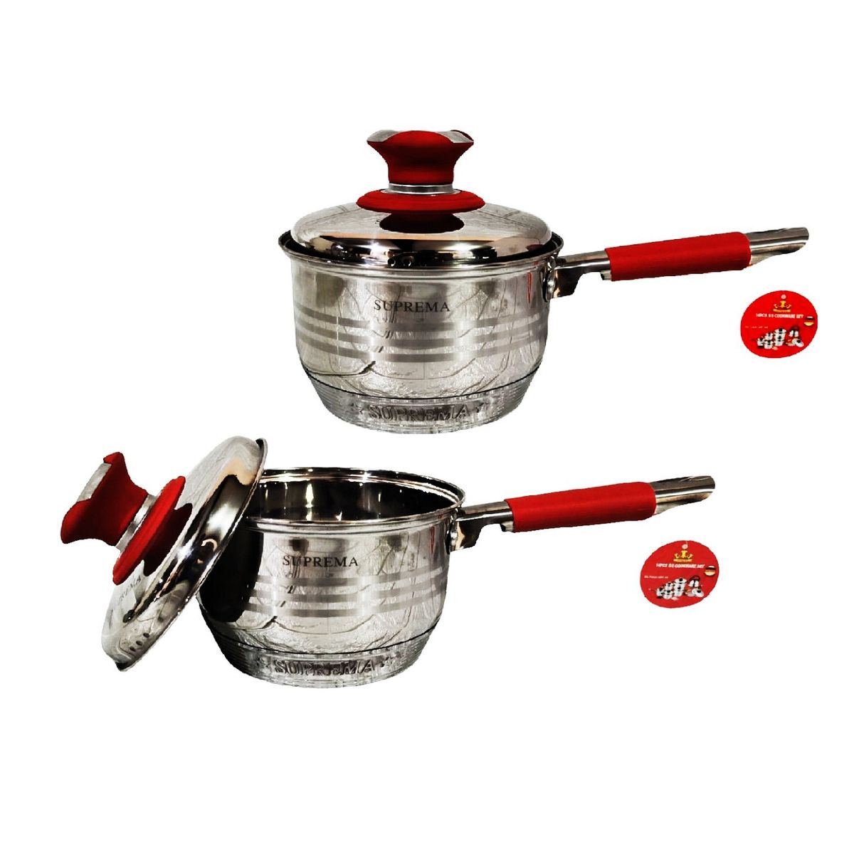 GENERICO - Set de Ollas SUPREMA 14 Piezas SU-TC020-14PC Tapas de Acero Rojo