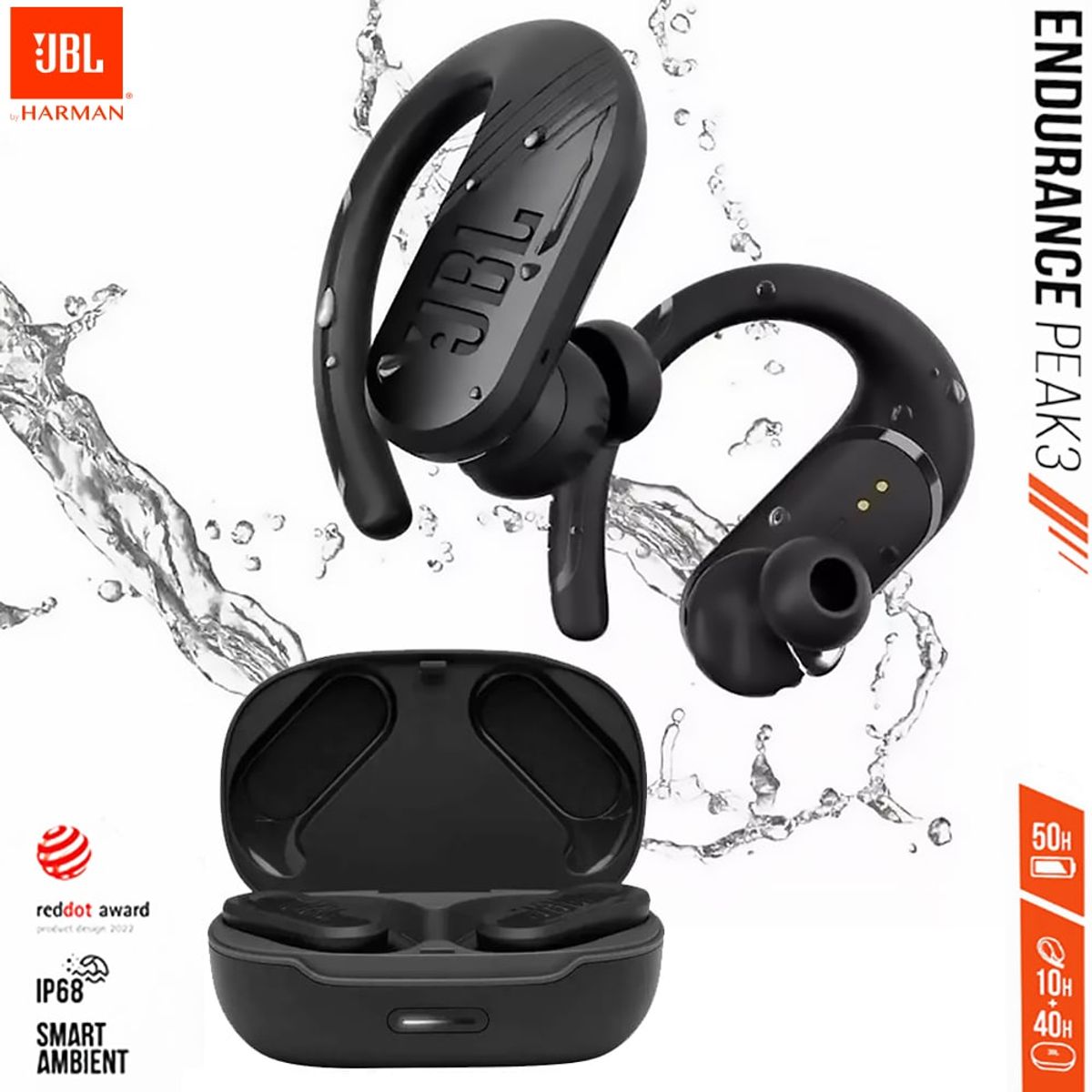 JBL - JBL Endurance Peak 3 Audifonos Bluetooth 5.2 Gym Sport IP68 Bass