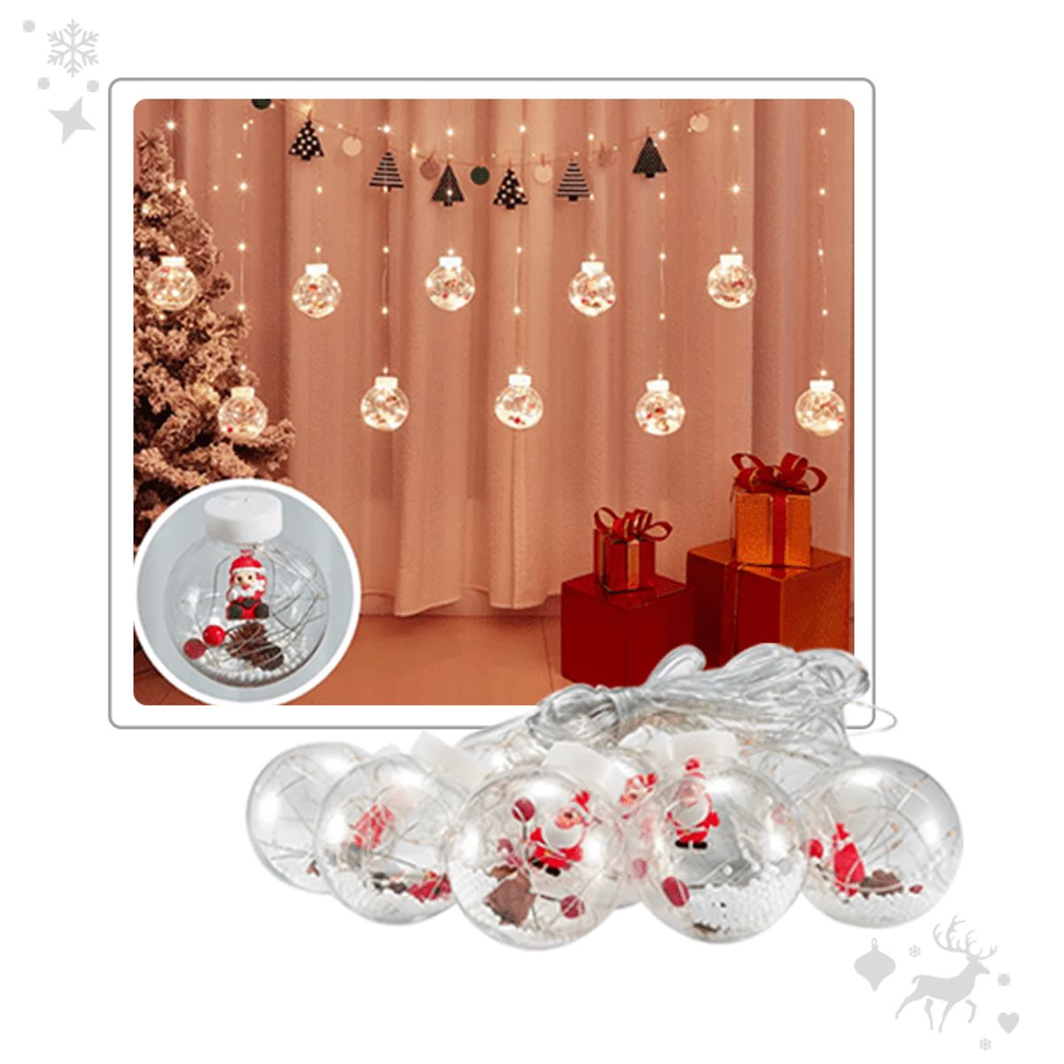 GENERICO - Cascada esfera PAPA NOEL 3 mts