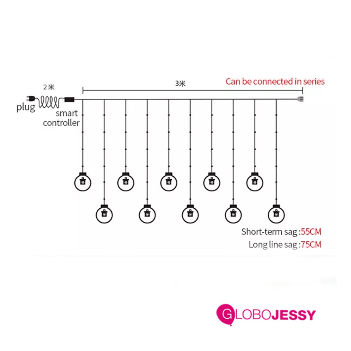 GENERICO - Cascada esfera PAPA NOEL 3 mts