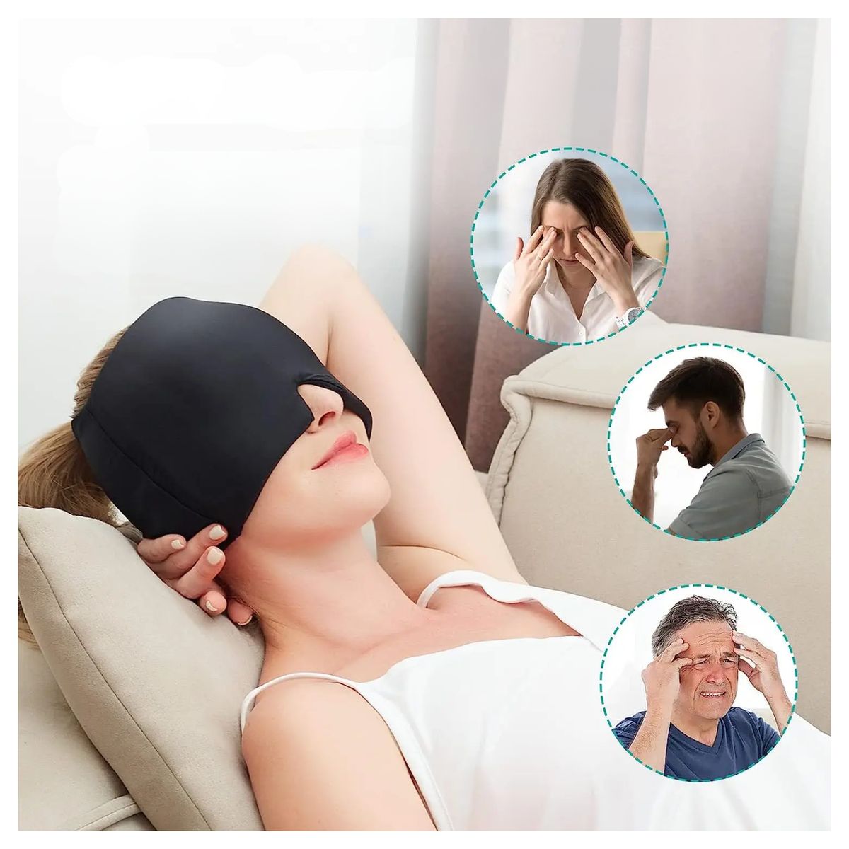 OEM - Gorro terapéutico de gel para migraña - Negro