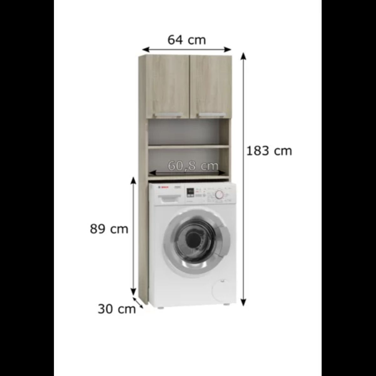 TU MESITA - Mueble Organizador para Lavadora Alto 183cm Natural TU MESITA