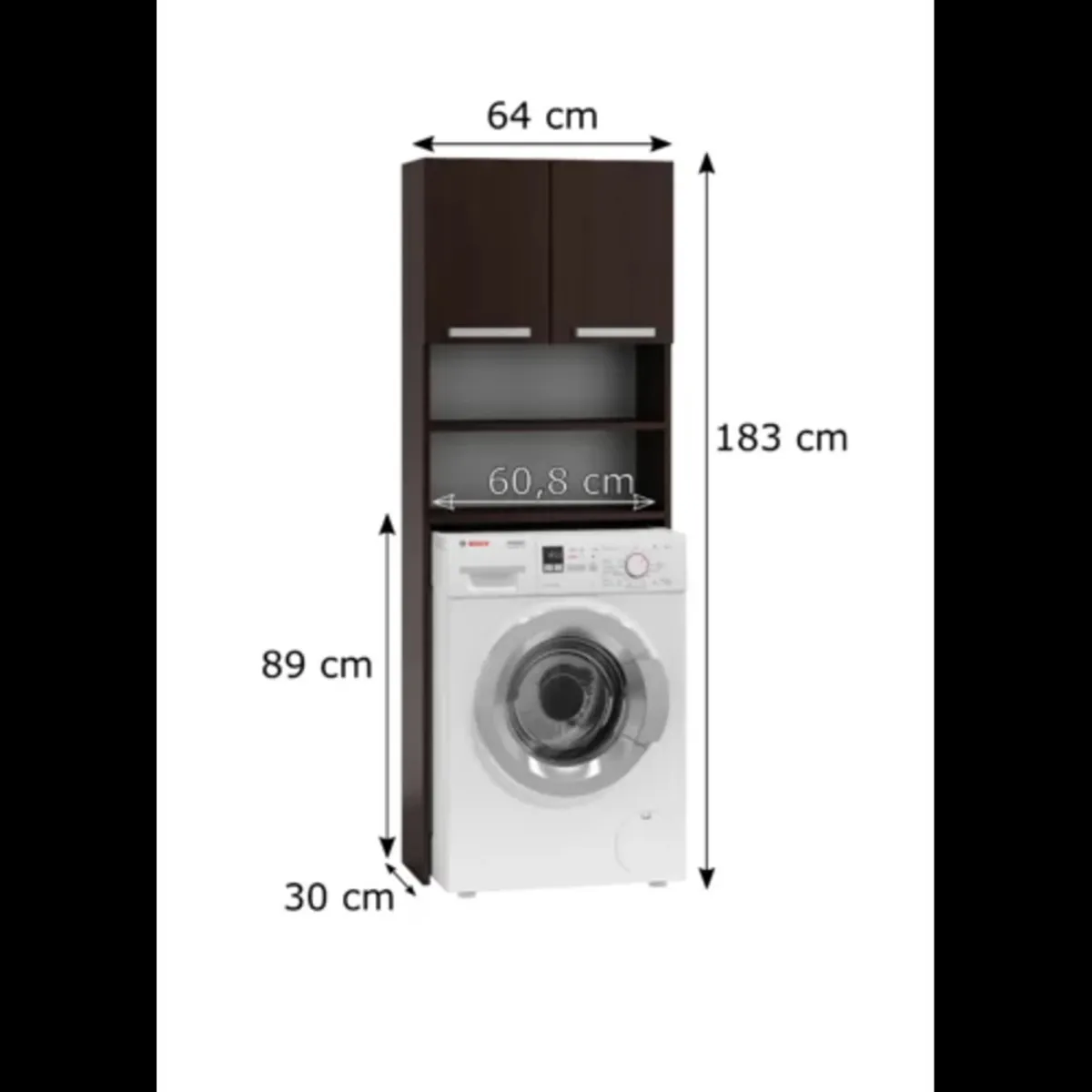 TU MESITA - Mueble Organizador para Lavadora Alto 183cm Marrón TU MESITA