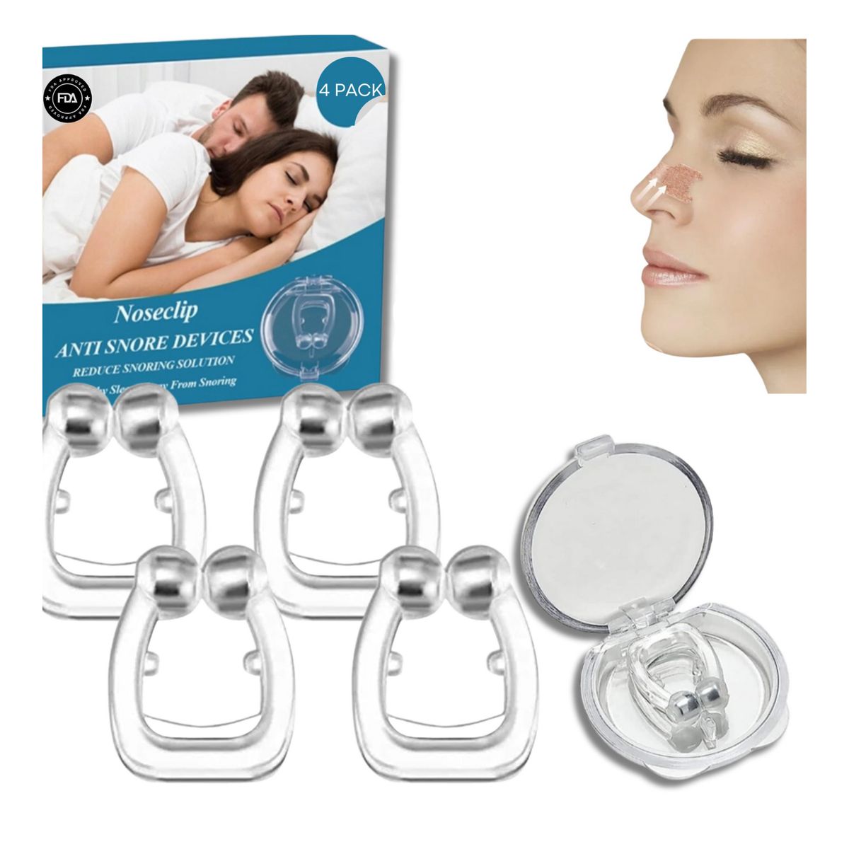 OEM - Clip Nasal Antirronquidos Para Dejar De Roncar x 4 Unidades