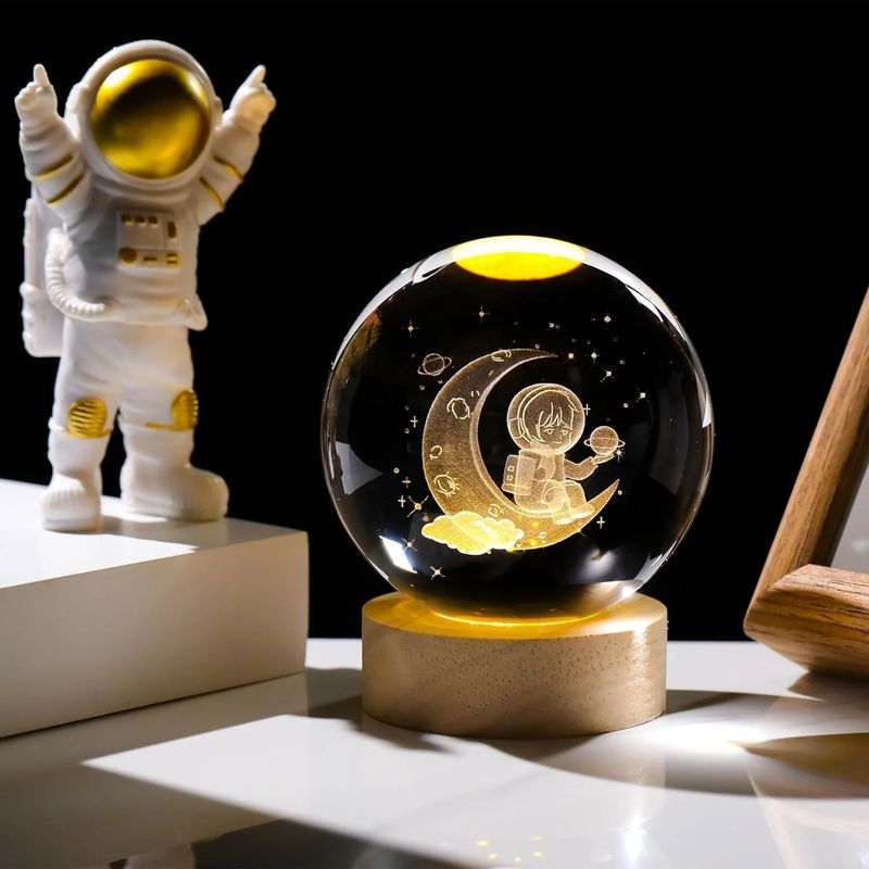 GENERICO - Lámpara LED De Cristal Tipo Esfera 3D - Astronauta