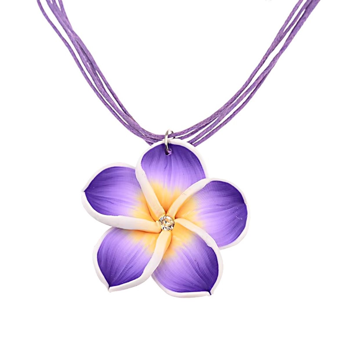 GENERICO - Set collar y aretes flores moradas