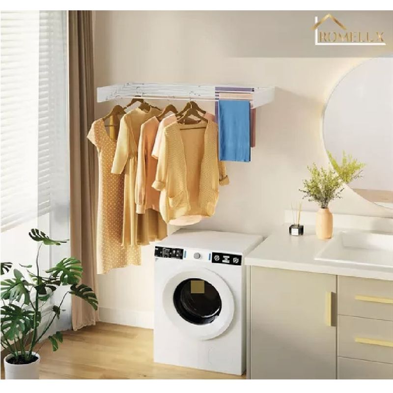 GENERICO - Tendedero De Ropa Plegable Para pared Color Blanco TRP-100