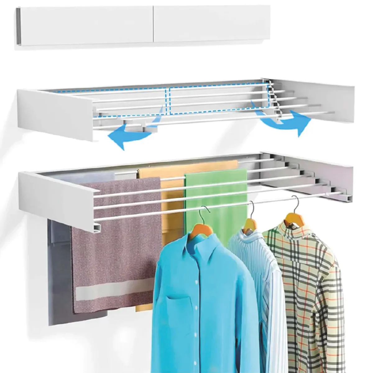 GENERICO - Tendedero De Ropa Plegable Para pared Color Blanco TRP-100