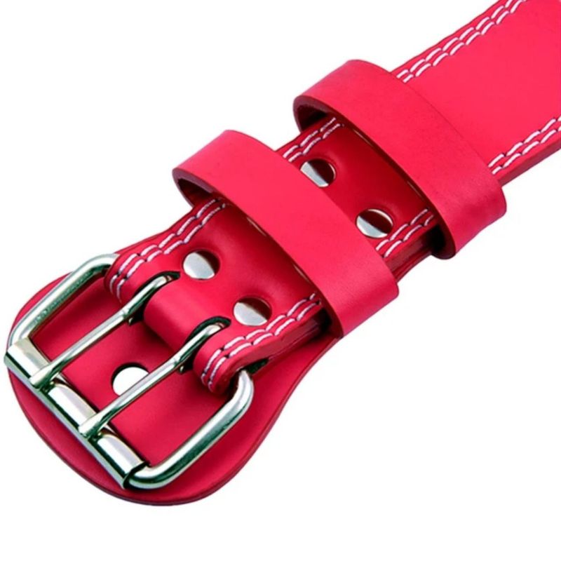 GENERICO - CINTURÓN CORREA DE CUERO PARA GIMNASIO CROSSFIT PESAS ROSA M