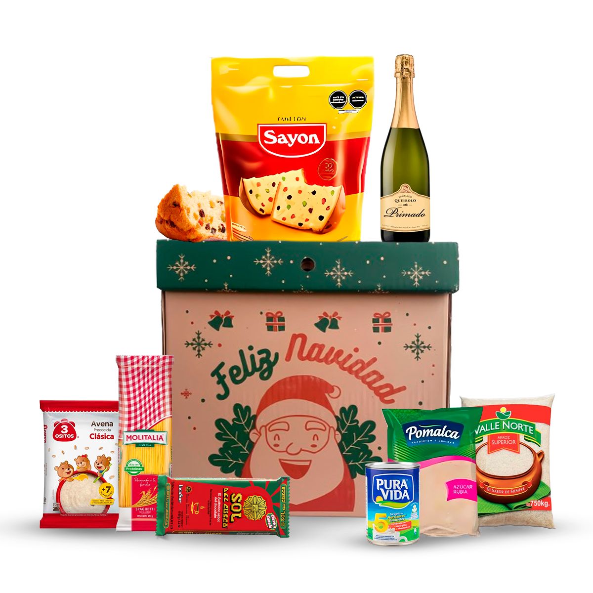 GENERICO - Canasta Navideña Golden de 8 Productos