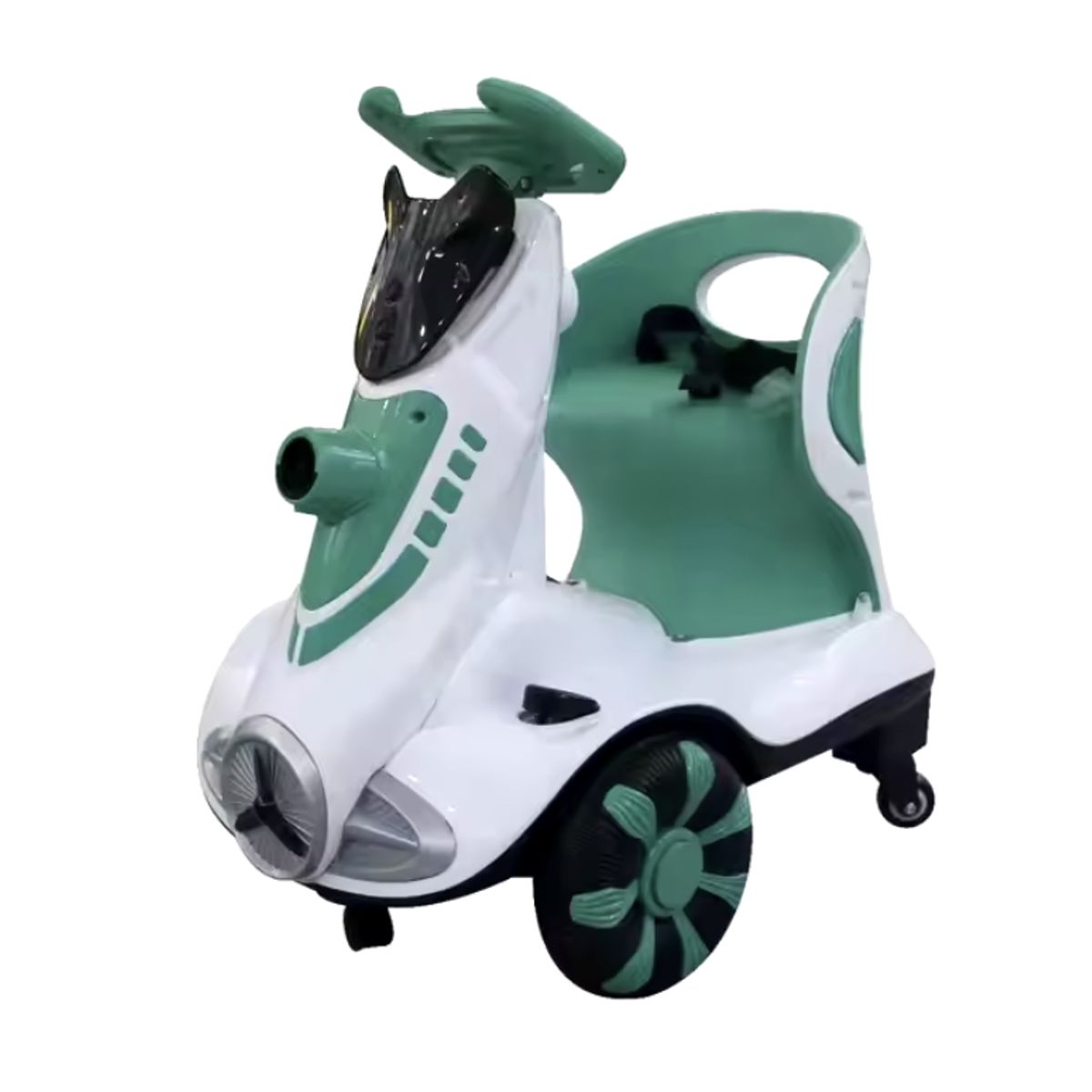 GENERICO - Carro Moto Eléctrico Robotin Lanza Burbujas Giro de 360°-VERDE