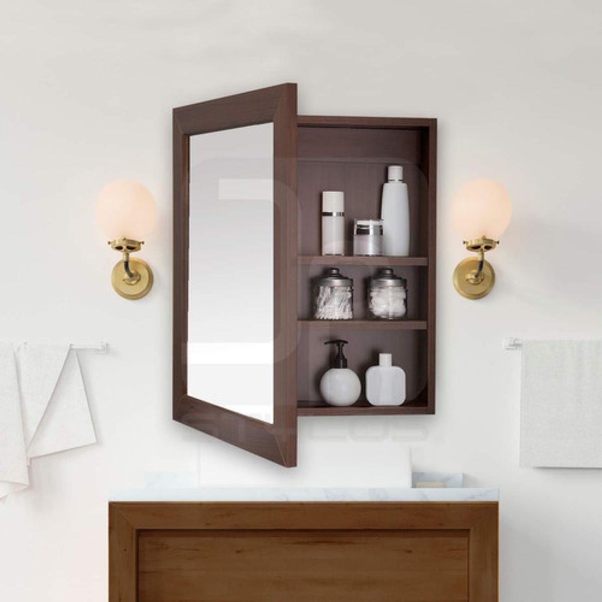 GENERICO - Mueble Organizador De Baño Espejo Melamina Rh wengue