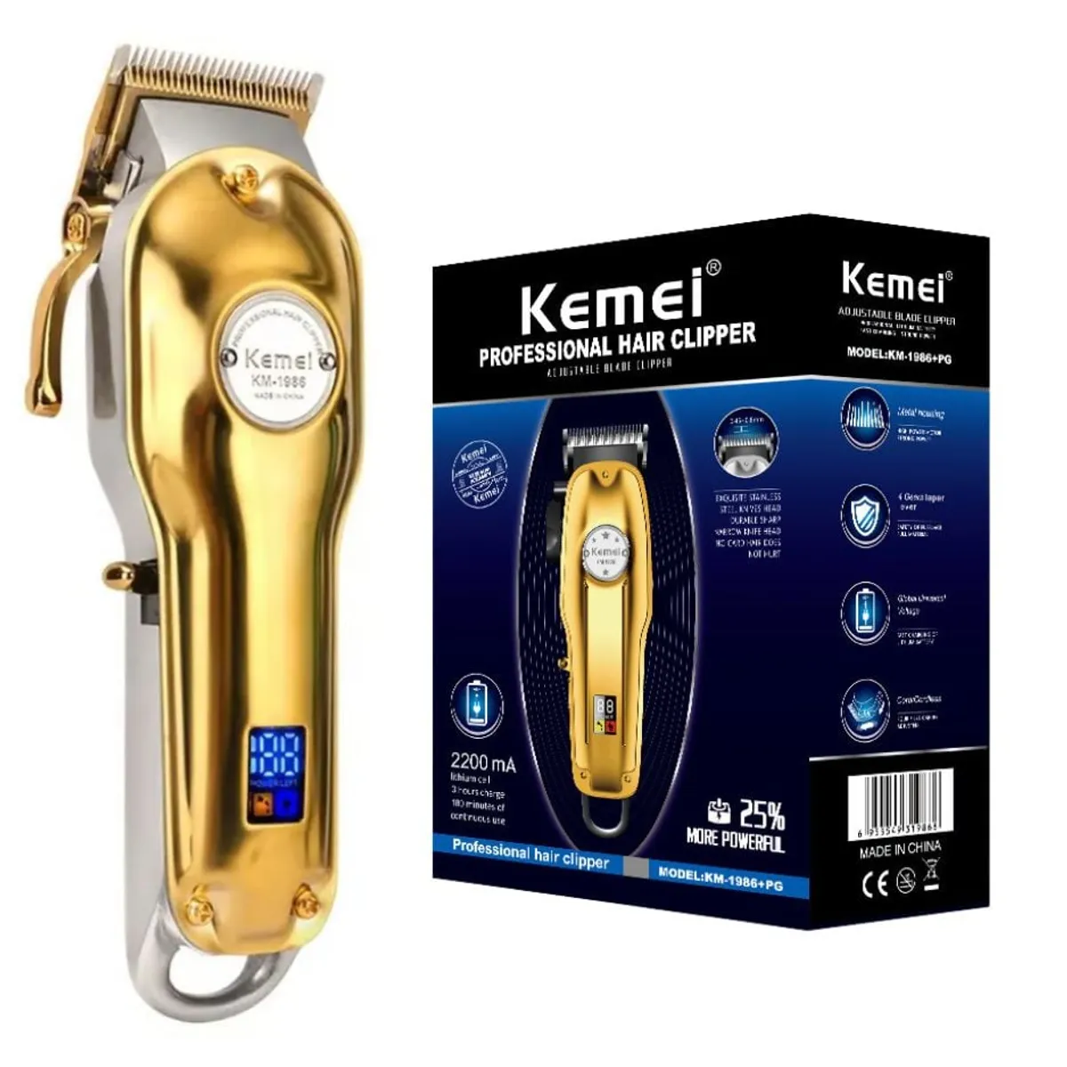 KEMEI - Cortador de Cabello Profesional Kemei 1986 Máquina Inalámbrica Clipper
