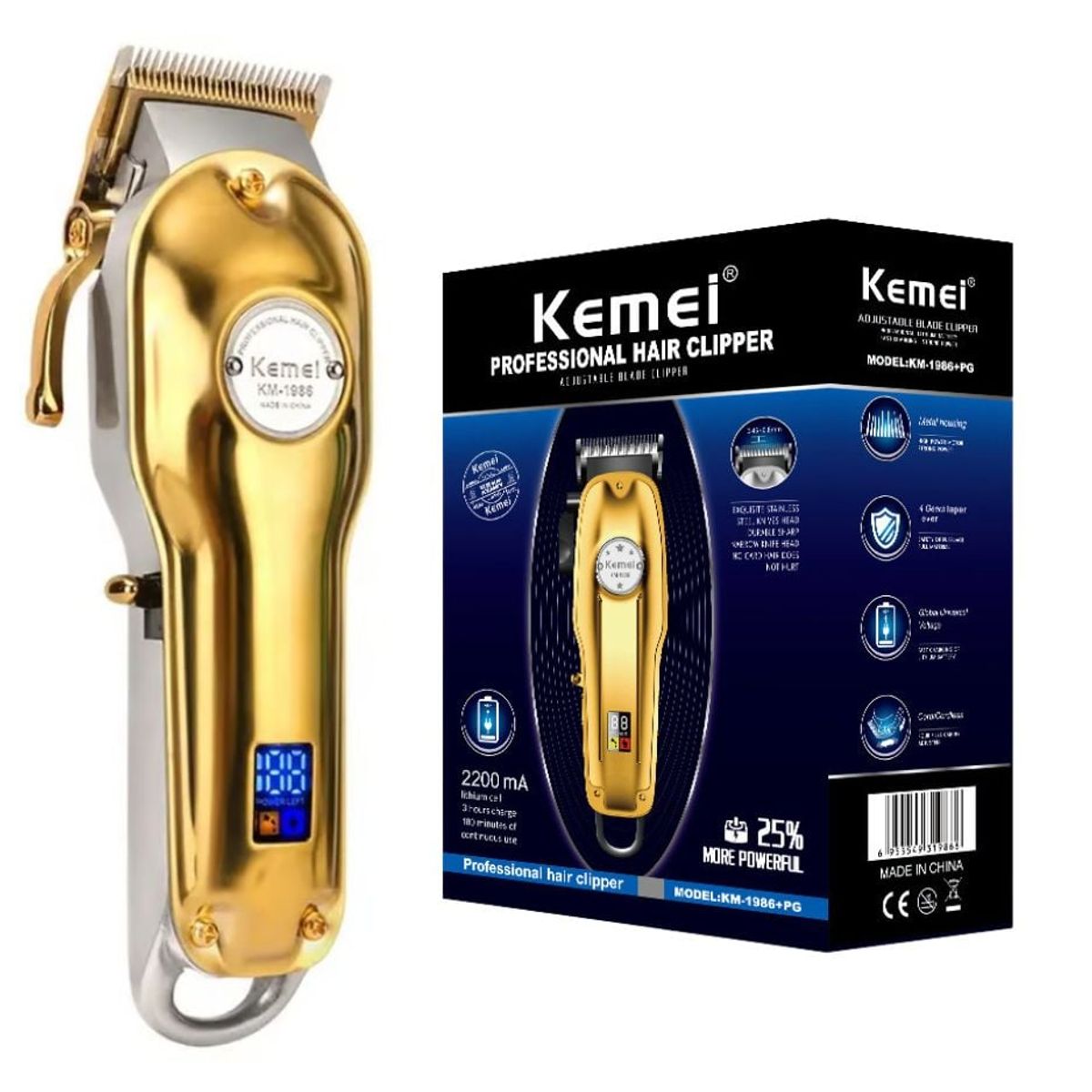 KEMEI - Cortador de Cabello Profesional Kemei 1986 Máquina Inalámbrica Clipper