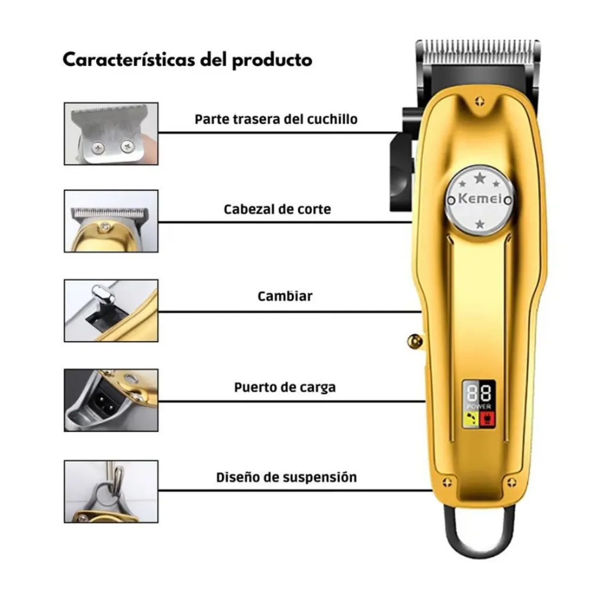 KEMEI - Cortador de Cabello Profesional Kemei 1986 Máquina Inalámbrica Clipper