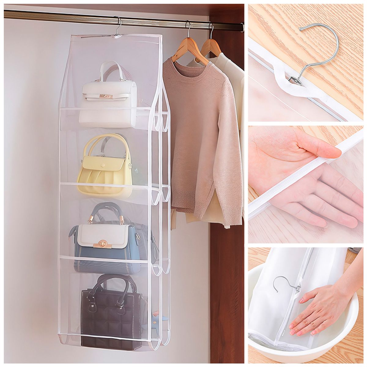 KELLER - Gancho de Ropa Plegable RS AJ9 Y Protector Colgante de Cartera BA1