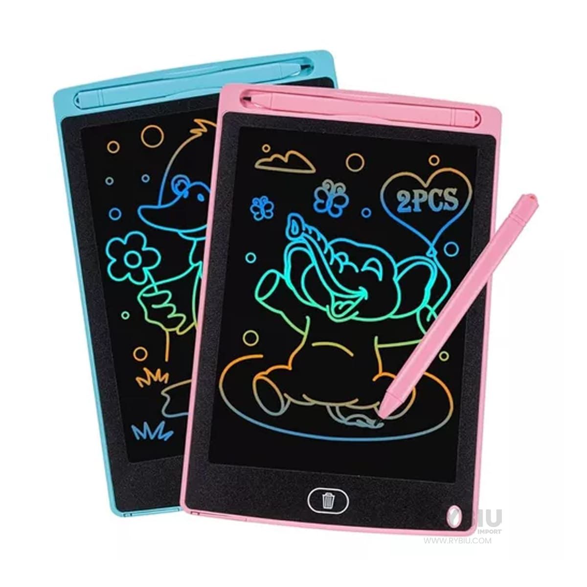 RYBIU IMPORT - Pizarra de Plastico Digital de Tono Rosado Y+Regalo Stickers